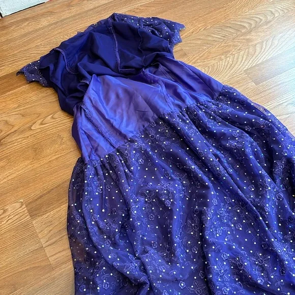 Vintage 1990’s short sleeve purple floral/sequin dress. Size 20/22. - Picture 6 of 17